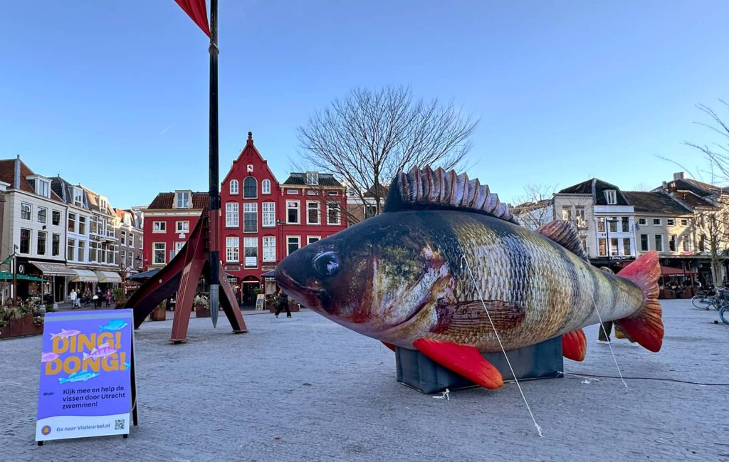 Inflatable perch named Barry at the Neude in Utrecht.